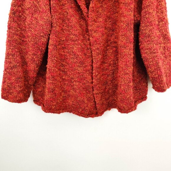 Eskandar Marled Space Dye Red Orange Waterfall Cardigan One Size - Picture 6 of 9